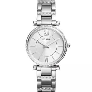 FOSSIL CARLIE ES4341 Stainless Steel Swarovski Watch new battery